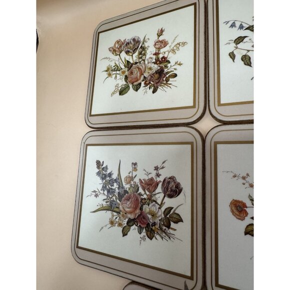 PIMPERNEL Vintage Floral Spray 4" Coasters-  Set of 5 - Picture 4 of 8